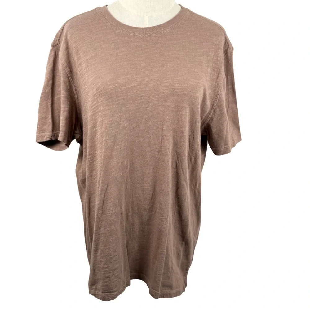 Robert Barakett Mens L Kamloops T Shirt Brown Slub Cotton Crew Neck RB11071 GUC